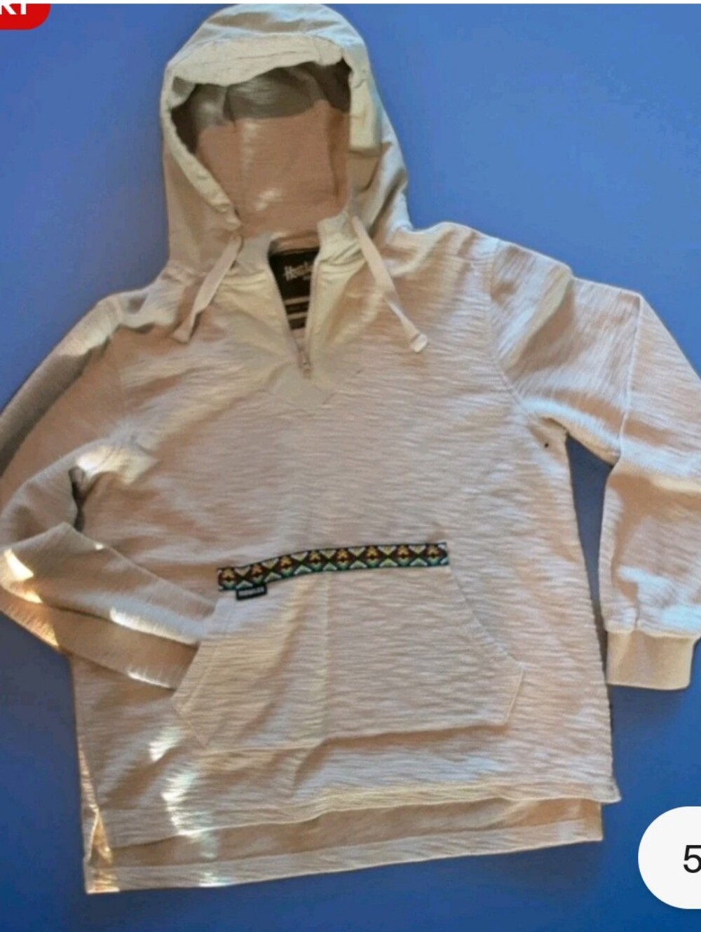 HOWLER BROTHERS - Honzer Hoodie-Cream Aztec Pocket Trim-Sz M